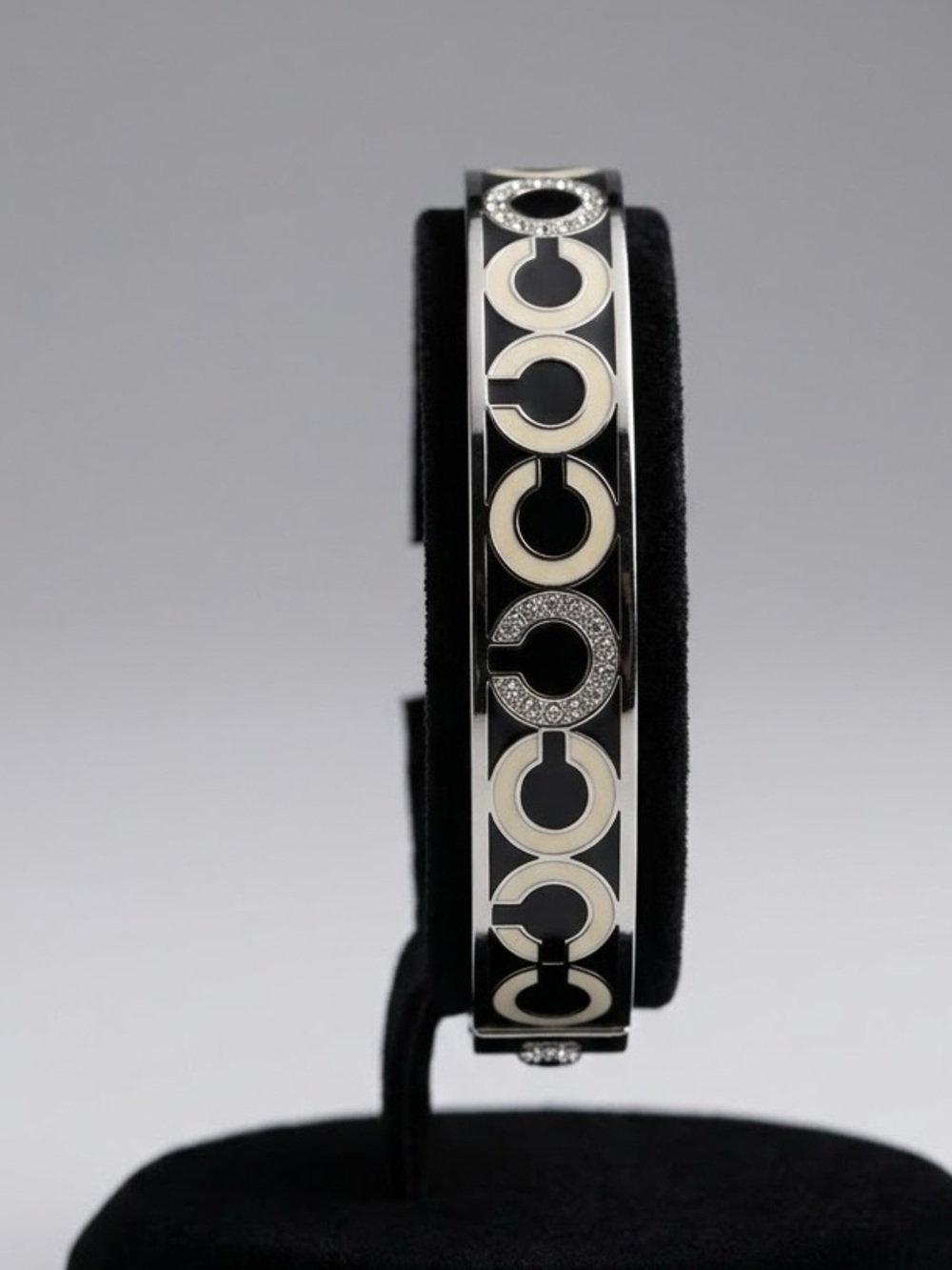 Coach Black and Cream Pavé Accent Bangle Bracelet